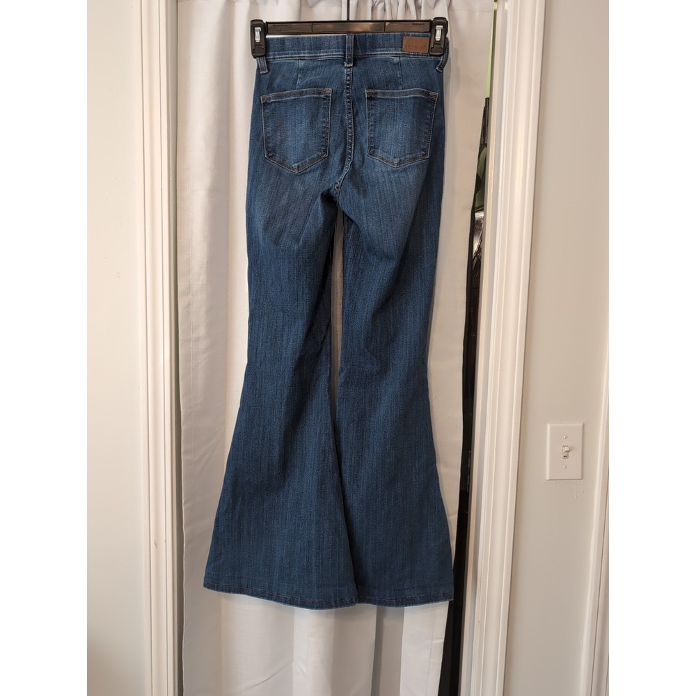Judy Blue Pull On Super Flare‎ Jeans Women Size 0/24 Bell Bottoms Medium Wash - Picture 5 of 12